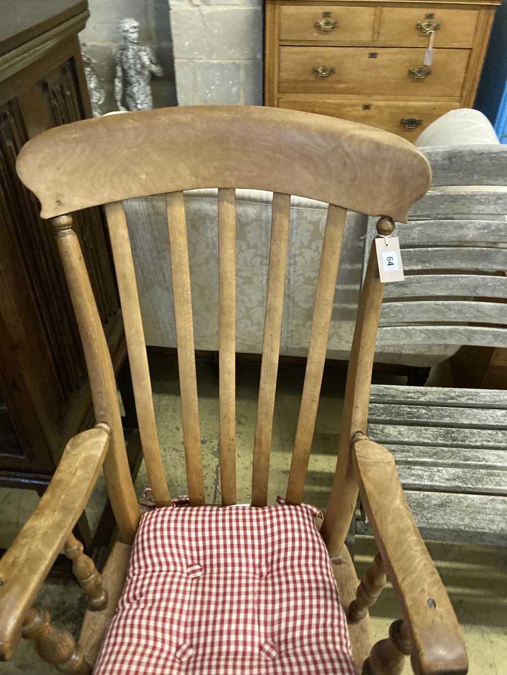 A Victorian elm and beech lathe back Windsor armchair, width 57cm, depth 50cm, height 160cm